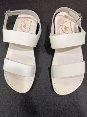 Jerusalem Sandals Men's White Double-Strap Leather Sandals size 44